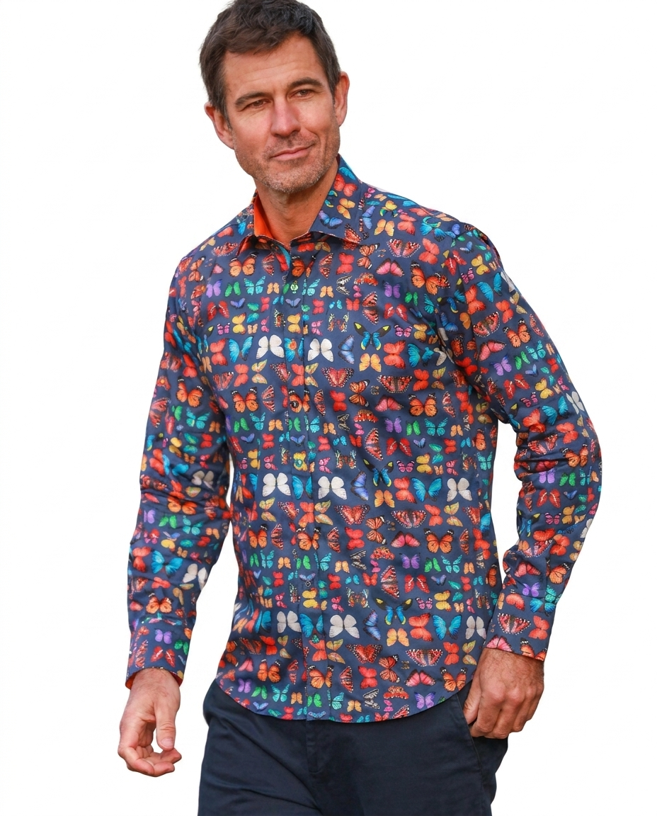 Butterfly Flutter Print Shirt - Claudio Lugli Shirts
