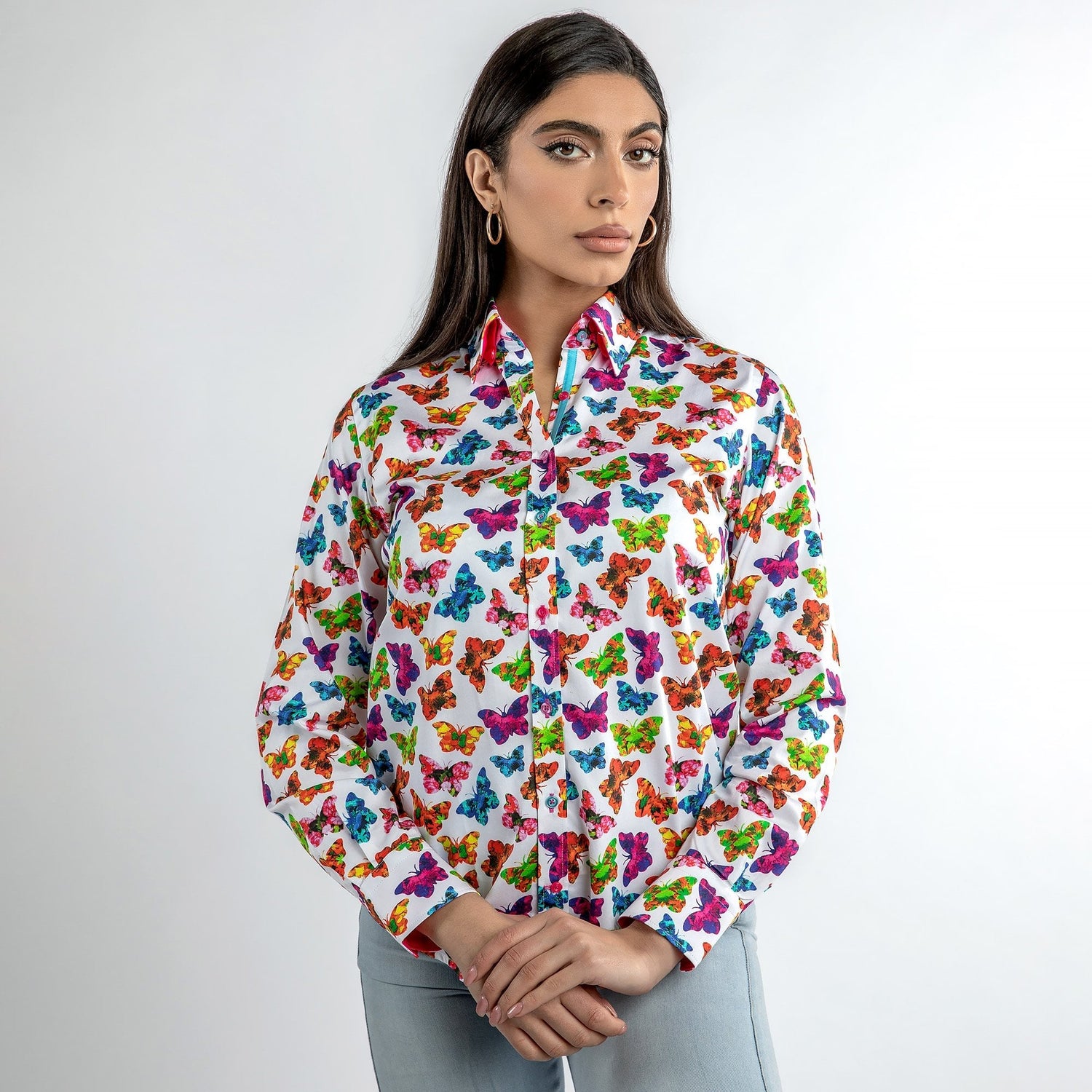 BUTTERFLY SILHOUETTES PRINT WOMENS SHIRT - Premium Men's Patterned Shirt by Claudio Lugli | Bold Design, Tailored Fit, Best Printed Shirts