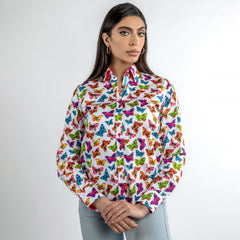 BUTTERFLY SILHOUETTES PRINT WOMENS SHIRT - Premium Men's Patterned Shirt by Claudio Lugli | Bold Design, Tailored Fit, Best Printed Shirts