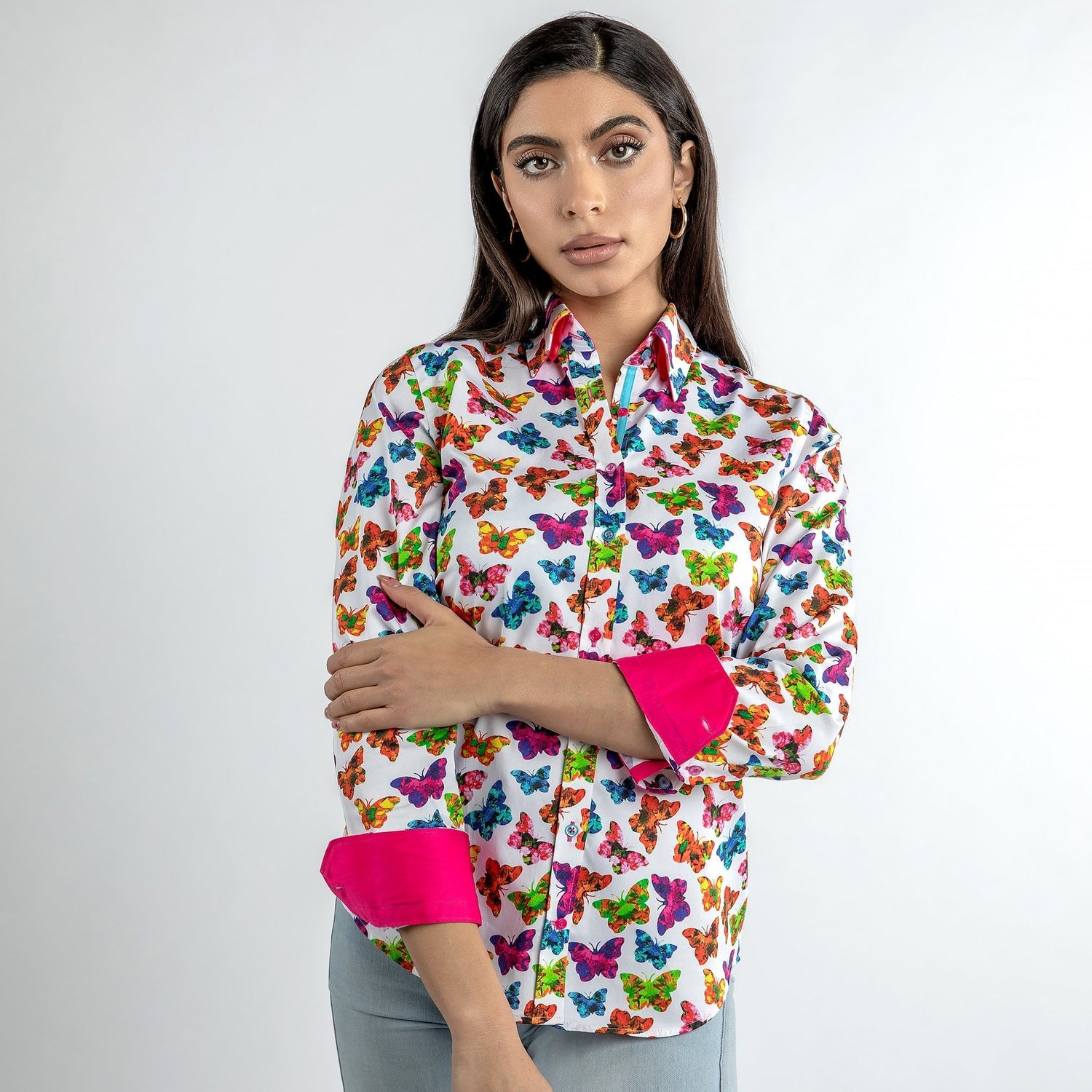 BUTTERFLY SILHOUETTES PRINT WOMENS SHIRT - Premium Men's Patterned Shirt by Claudio Lugli | Bold Design, Tailored Fit, Best Printed Shirts