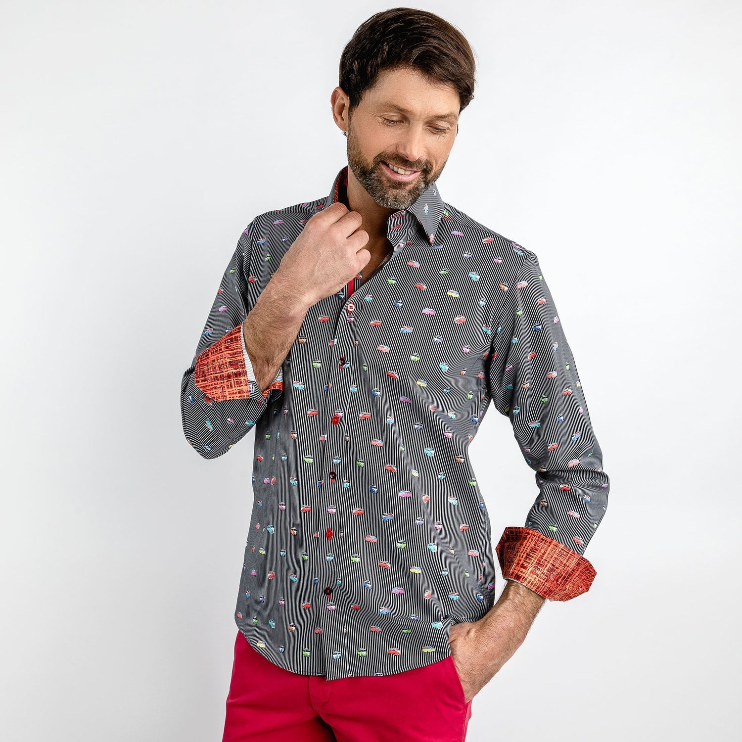 CAMPERVAN STRIPE PRINT SHIRT - Premium Men's Patterned Shirt by Claudio Lugli | Bold Design, Tailored Fit, Best Printed Shirts