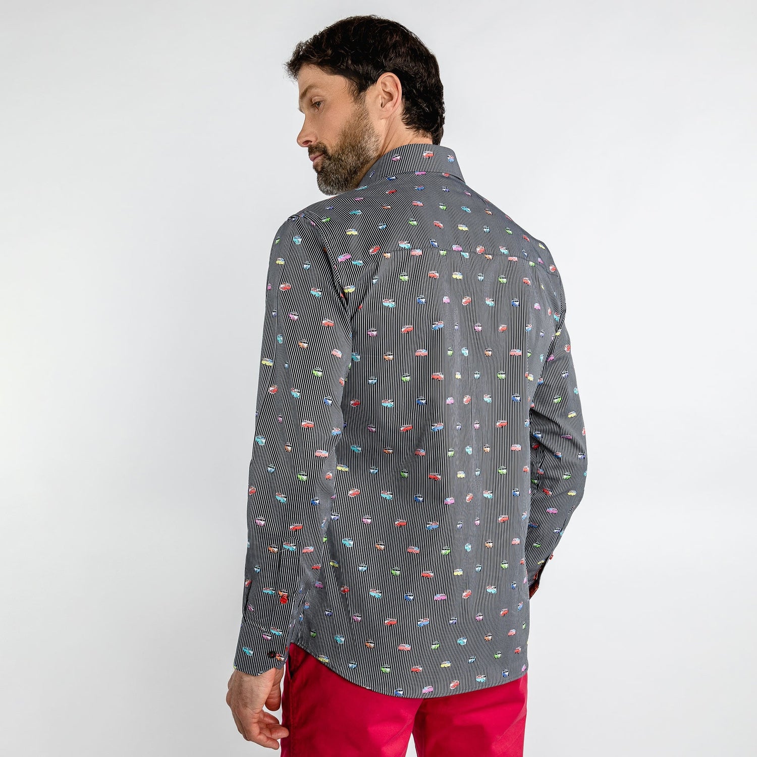 CAMPERVAN STRIPE PRINT SHIRT - Premium Men's Patterned Shirt by Claudio Lugli | Bold Design, Tailored Fit, Best Printed Shirts