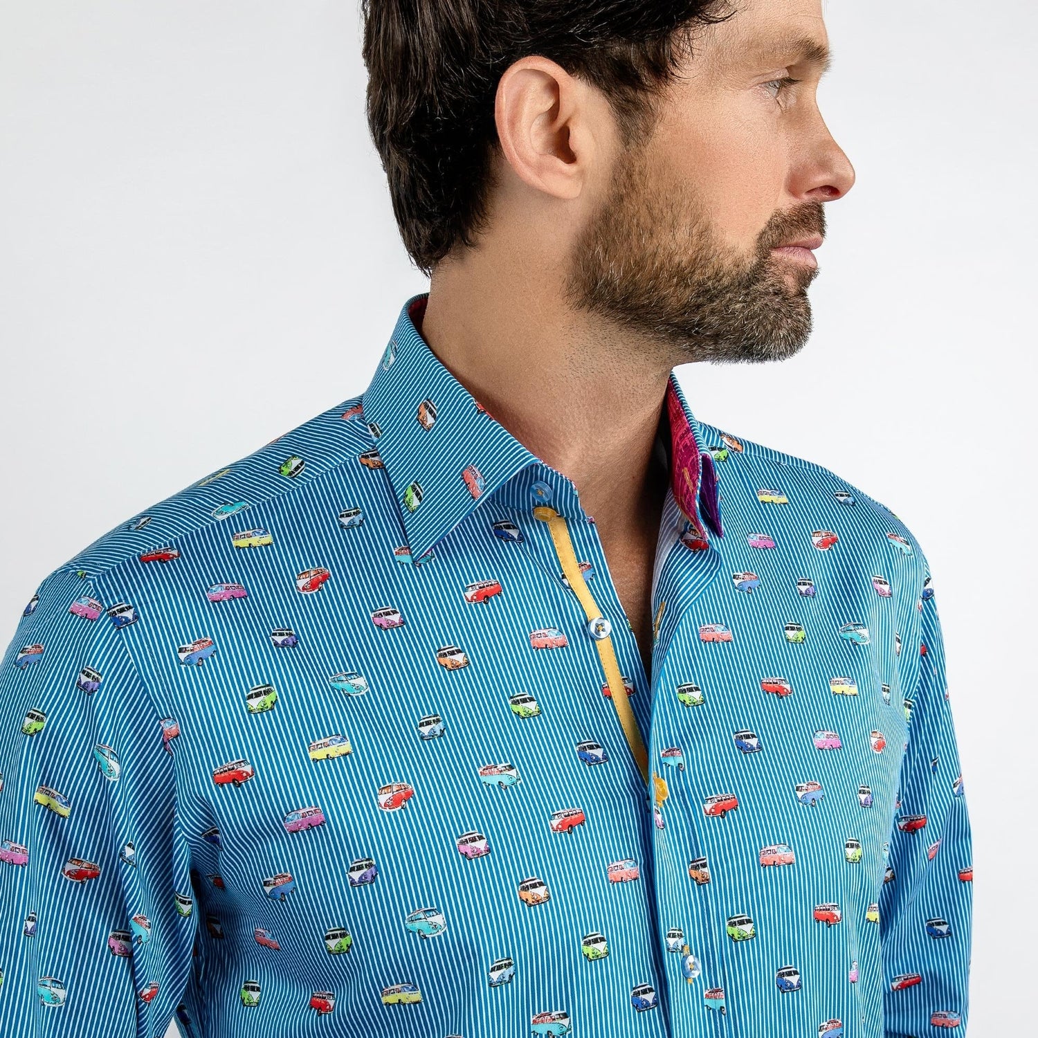 CAMPERVAN STRIPE PRINT SHIRT - Premium Men's Patterned Shirt by Claudio Lugli | Bold Design, Tailored Fit, Best Printed Shirts