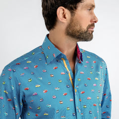 CAMPERVAN STRIPE PRINT SHIRT - Premium Men's Patterned Shirt by Claudio Lugli | Bold Design, Tailored Fit, Best Printed Shirts