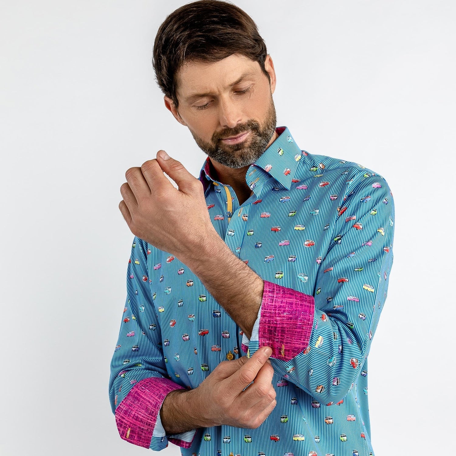 CAMPERVAN STRIPE PRINT SHIRT - Premium Men's Patterned Shirt by Claudio Lugli | Bold Design, Tailored Fit, Best Printed Shirts