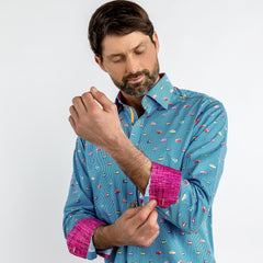 CAMPERVAN STRIPE PRINT SHIRT - Premium Men's Patterned Shirt by Claudio Lugli | Bold Design, Tailored Fit, Best Printed Shirts