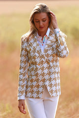 CANDY CRUSH HOUNDSTOOTH DOUBLE BREASTED PRINTED WOMENS JACKET - Premium Men's Patterned Shirt by Claudio Lugli | Bold Design, Tailored Fit, Best Printed Shirts