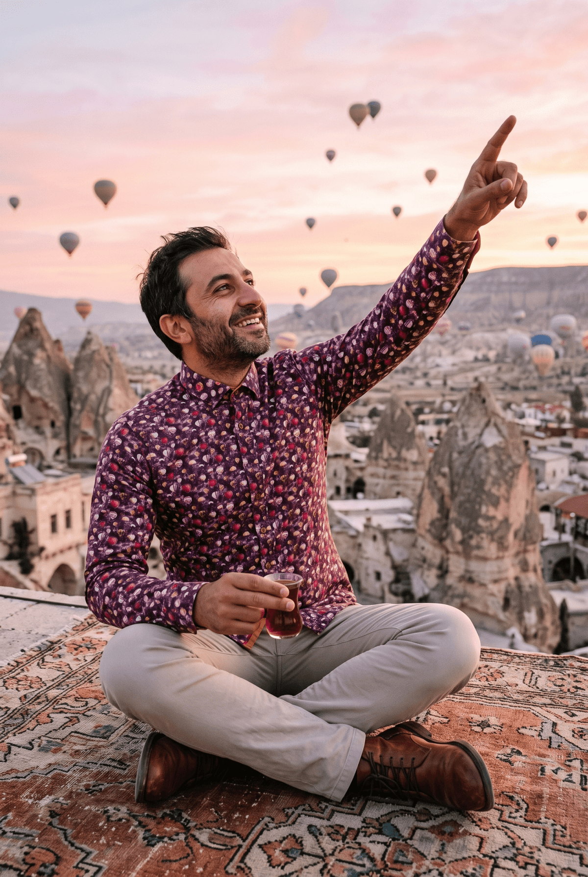 Cappadocia Floating Hot Air Balloons Print Shirt - Claudio Lugli Shirts