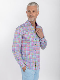 CHECK GINGHAM PURPLE INSERT - Claudio Lugli Shirts