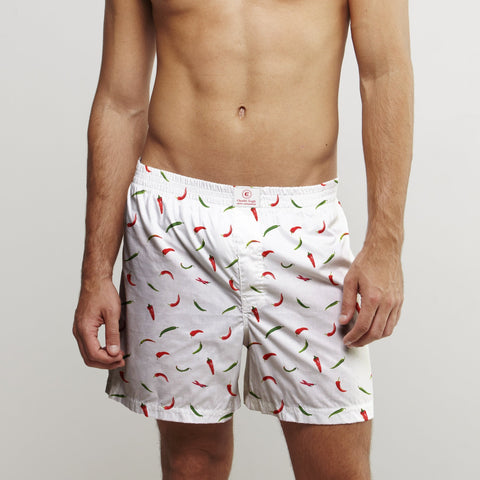 Chilli Pepper Cotton Poplin Print Boxer Shorts - Claudio Lugli Shirts