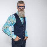 FLIGHT MAP WAISTCOAT CL1049 - Premium Men's Patterned Shirt by Claudio Lugli | Bold Design, Tailored Fit, Best Printed Shirts