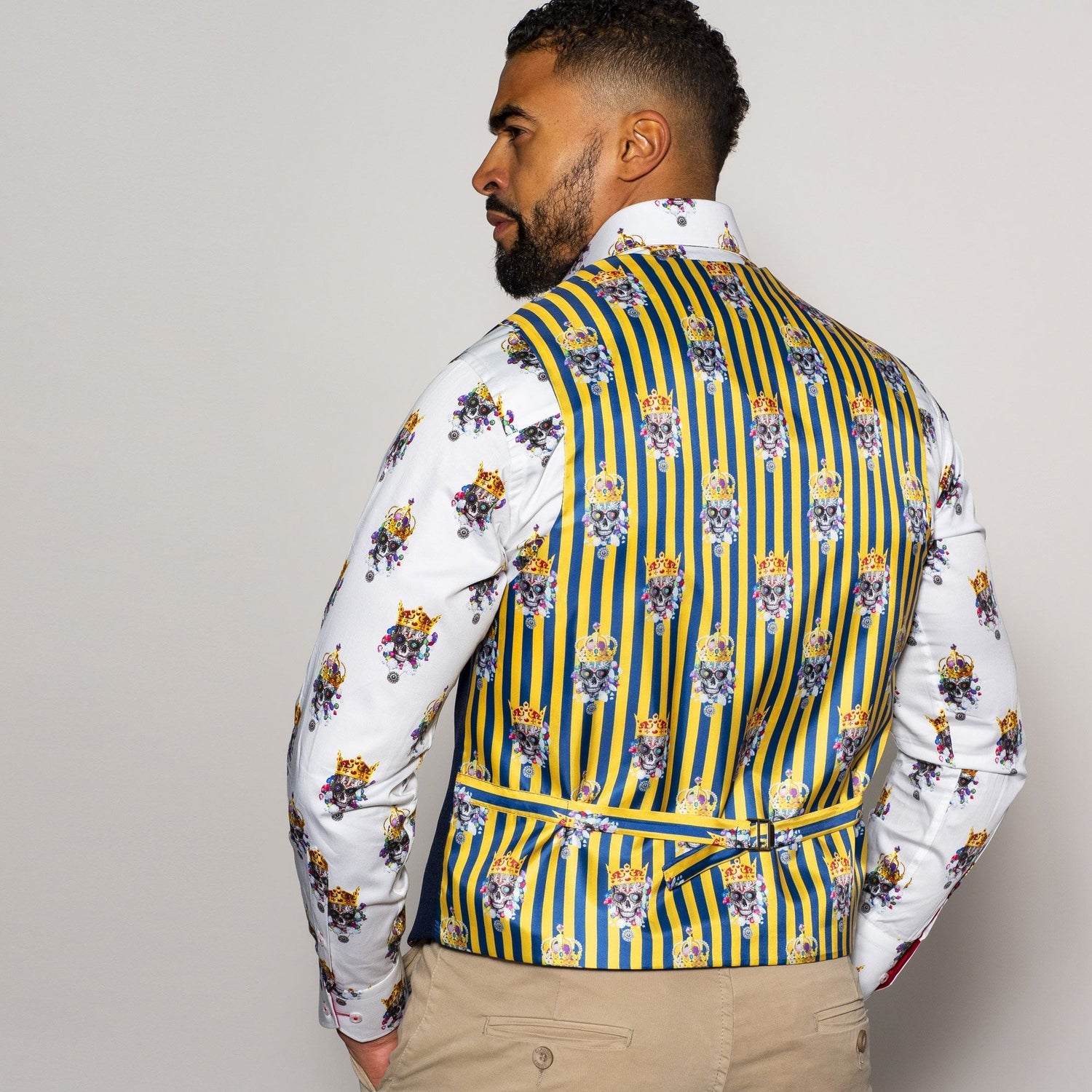 *CL1049 SKULL AND STRIPES WAISTCOAT - Claudio Lugli Shirts