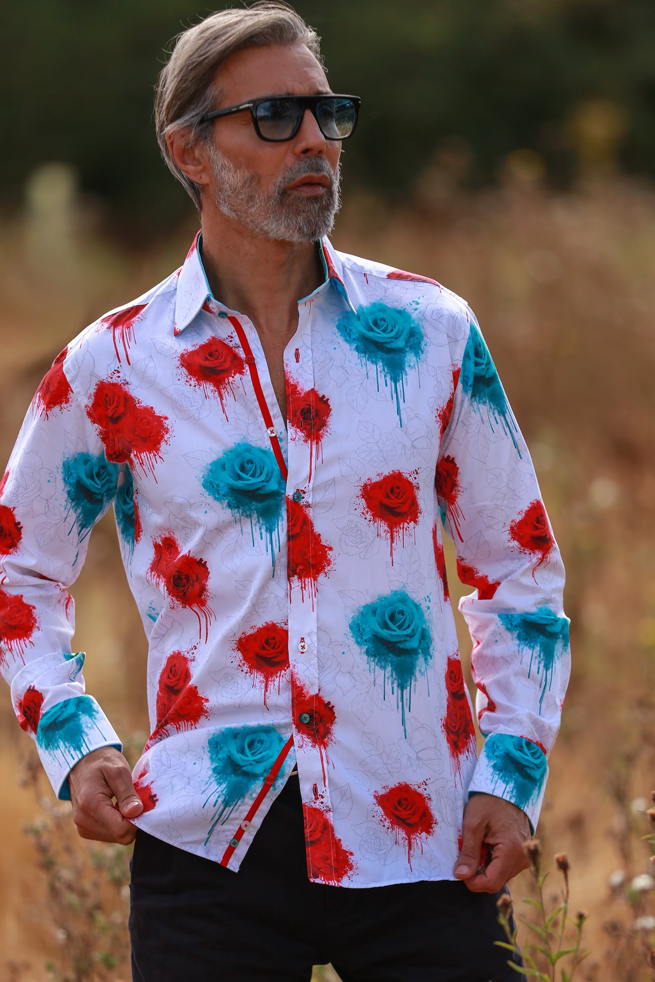 VIVID BLEEDING BLOOMS PRINT SHIRT