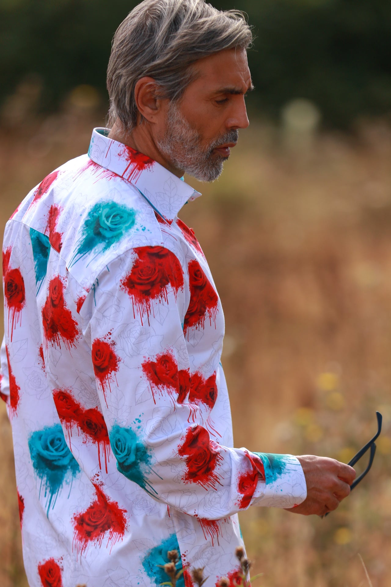 VIVID BLEEDING BLOOMS PRINT SHIRT