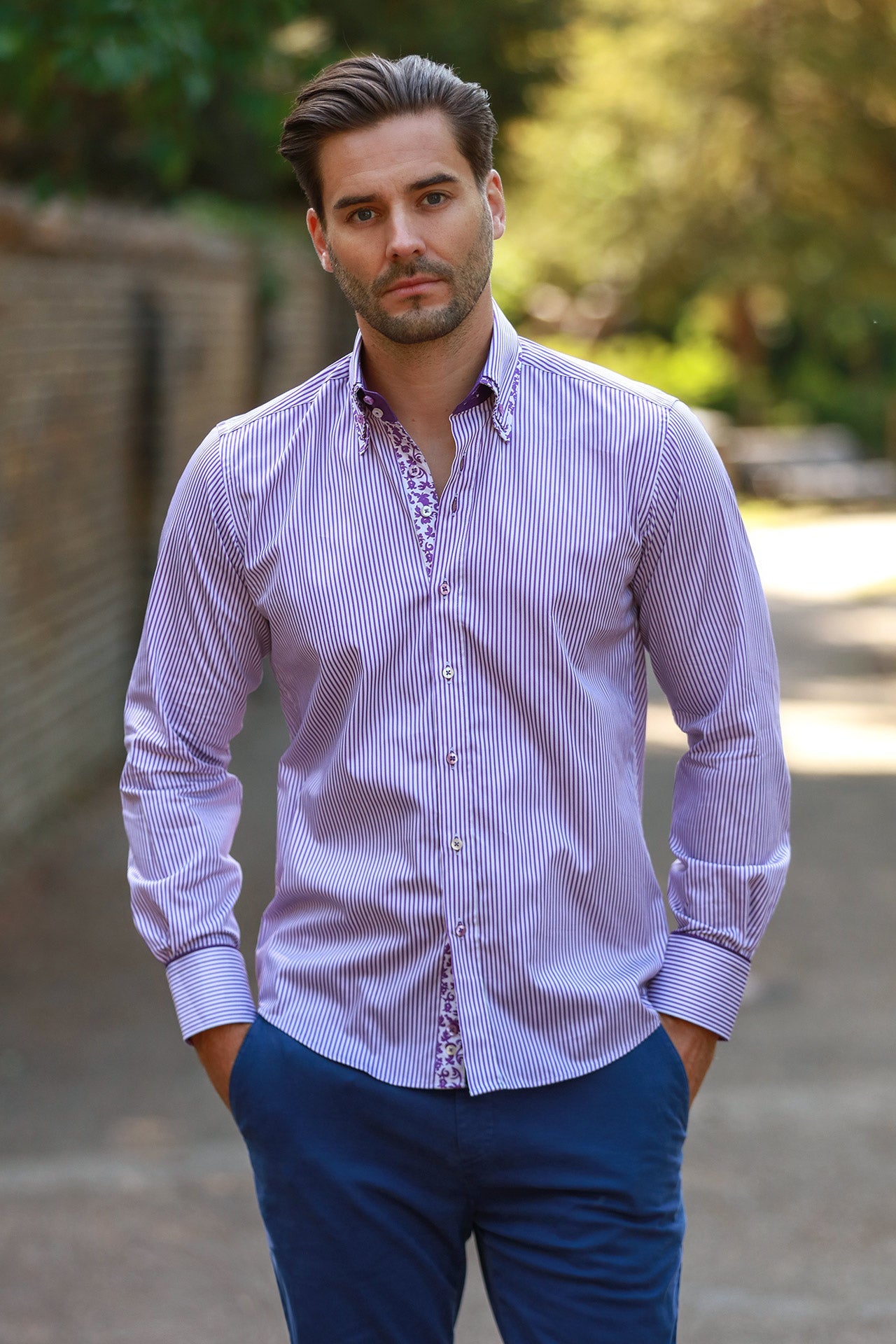 CL2550 STRIPE DOUBLE COLLAR - Claudio Lugli Shirts