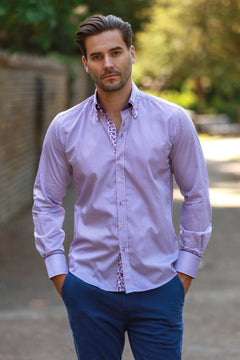 CL2550 STRIPE DOUBLE COLLAR - Claudio Lugli Shirts