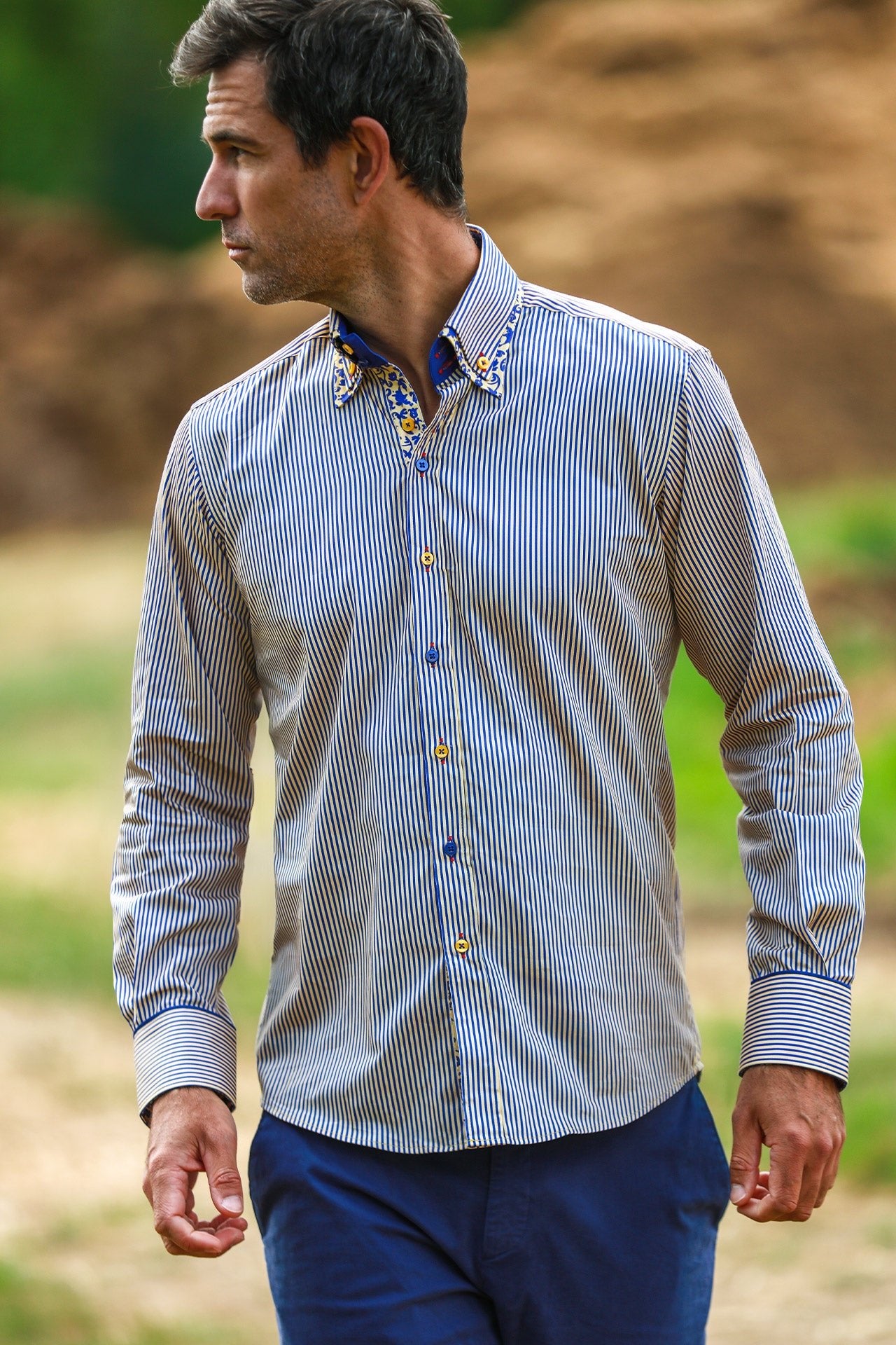 CL2550 STRIPE DOUBLE COLLAR - Claudio Lugli Shirts