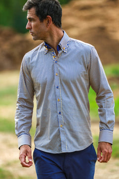 CL2550 STRIPE DOUBLE COLLAR - Claudio Lugli Shirts