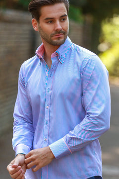 CL2550 STRIPE DOUBLE COLLAR - Claudio Lugli Shirts