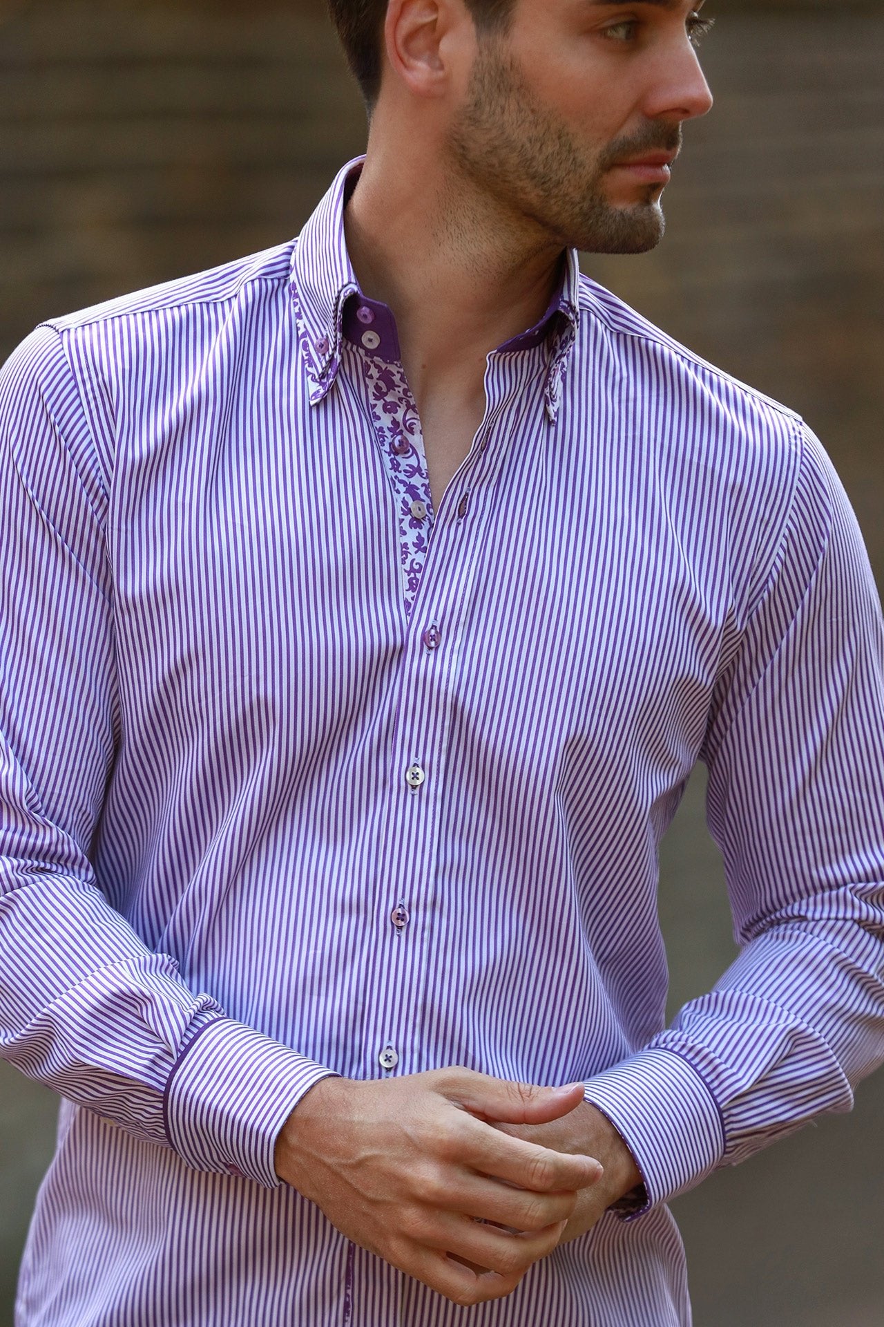 CL2550 STRIPE DOUBLE COLLAR - Claudio Lugli Shirts