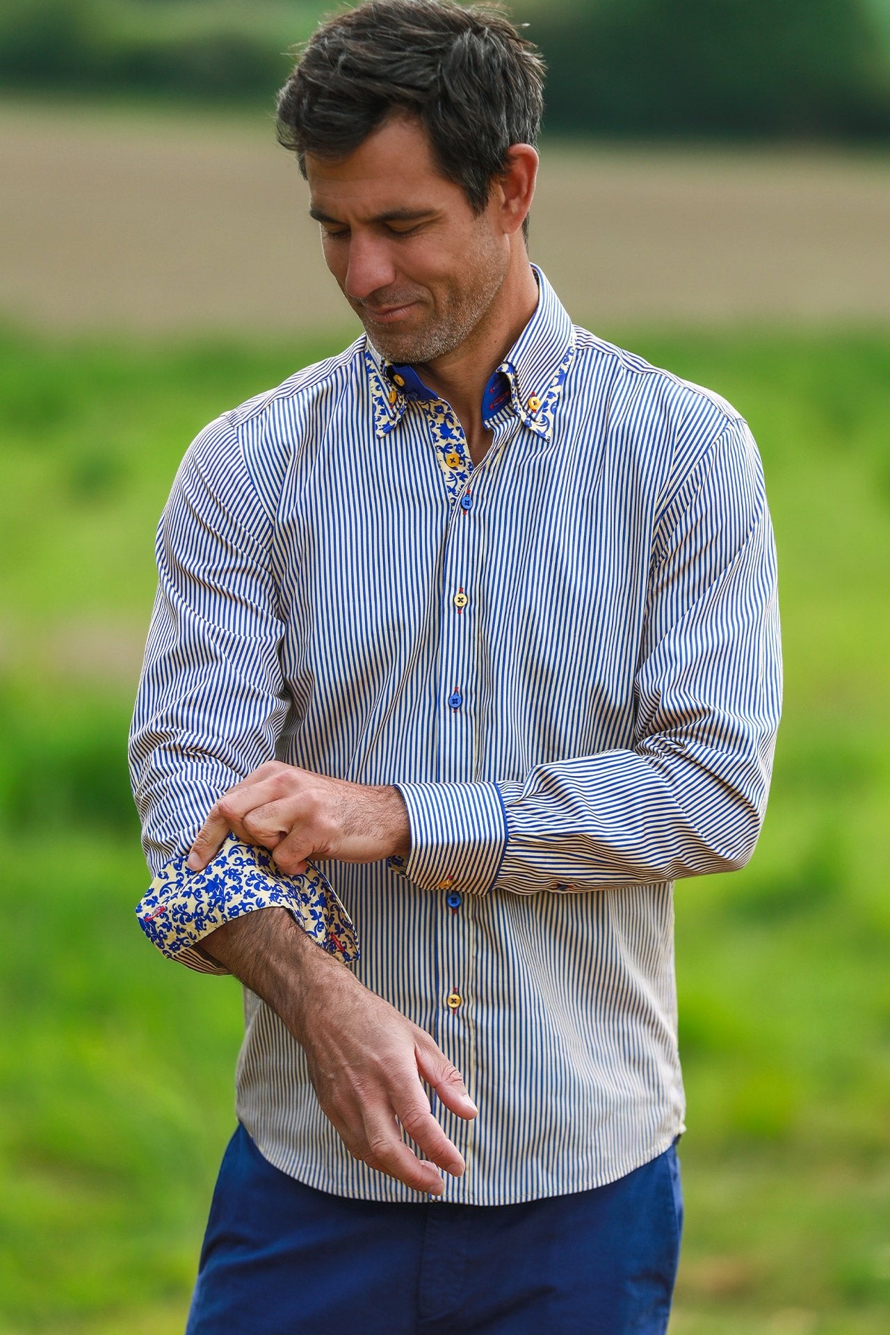 CL2550 STRIPE DOUBLE COLLAR - Claudio Lugli Shirts