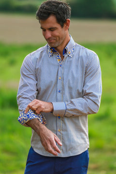 CL2550 STRIPE DOUBLE COLLAR - Claudio Lugli Shirts