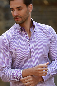 CL2550 STRIPE DOUBLE COLLAR - Claudio Lugli Shirts