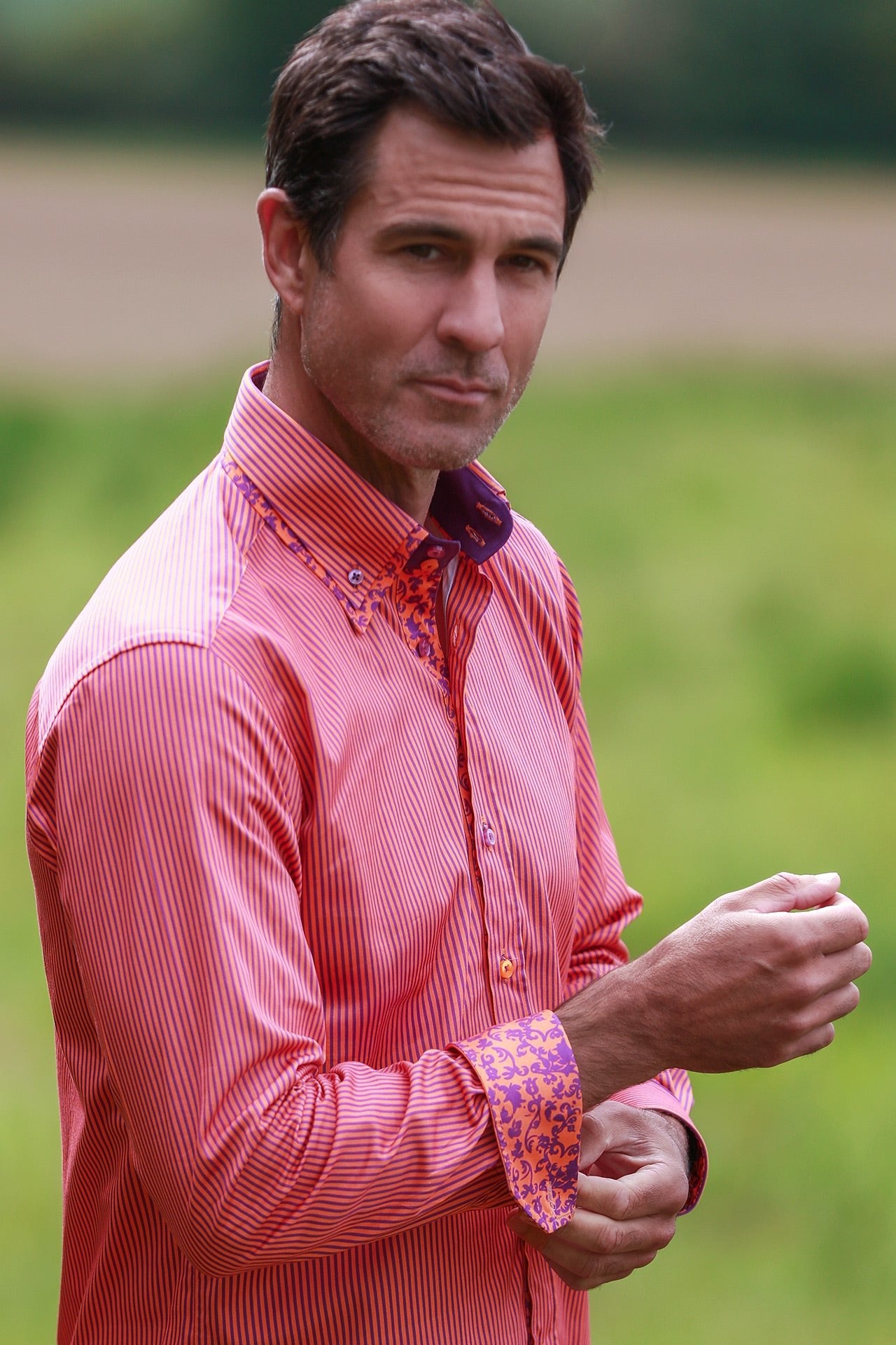 Men's Stripe Double Collar Cotton Shirt | Claudio Lugli – Claudio