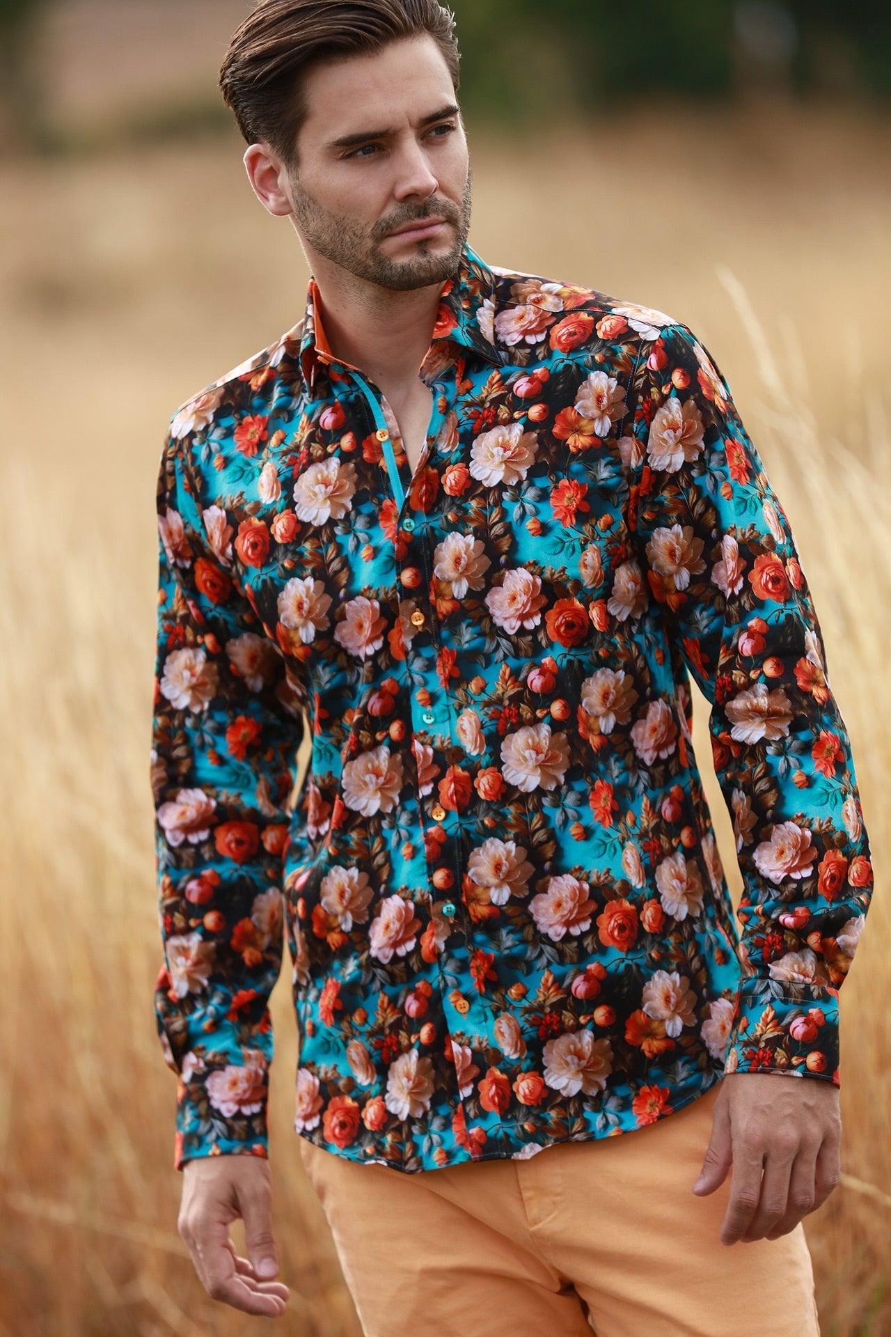 CL2566 AQUA 3D FLOWERS - Claudio Lugli Shirts