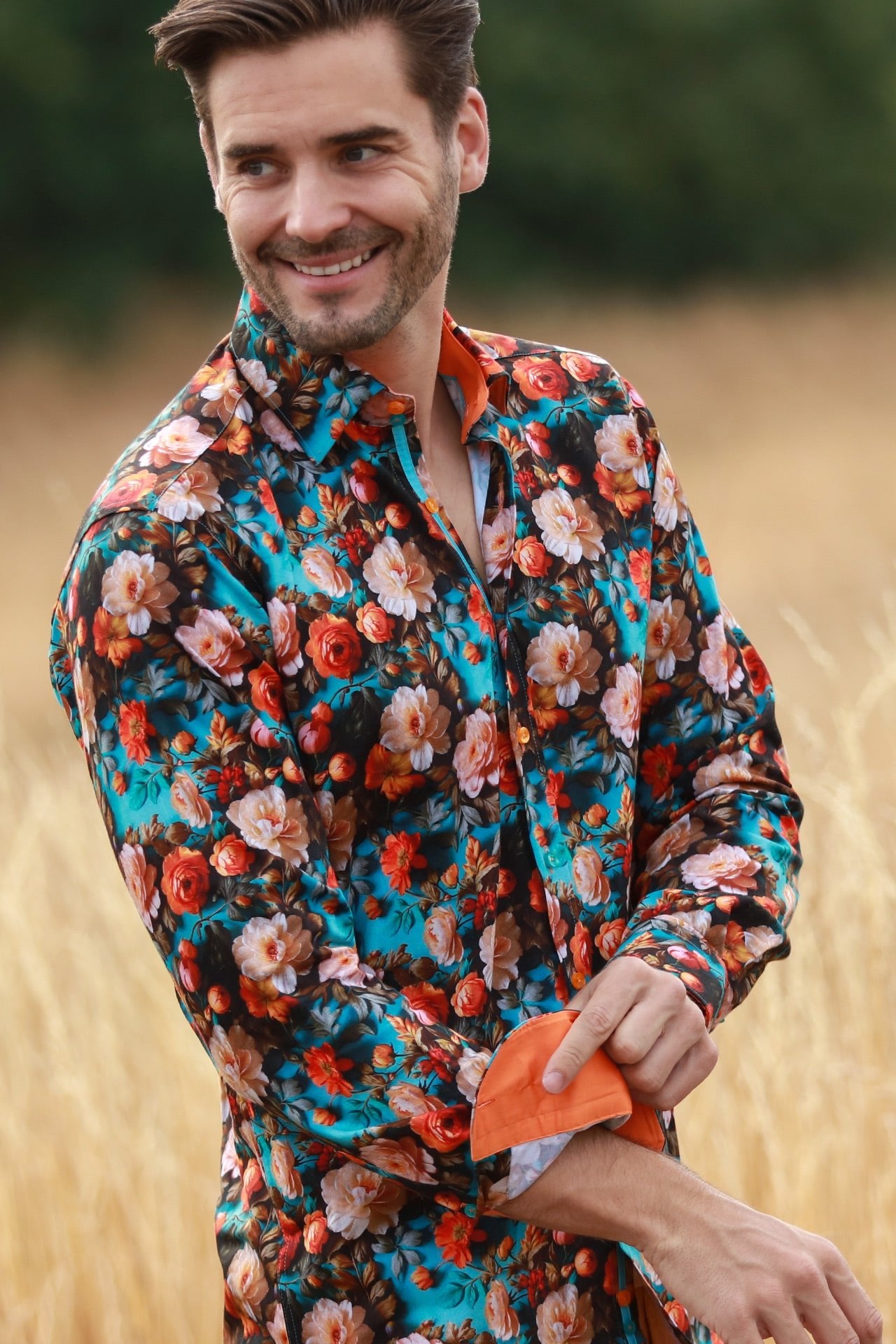 CL2566 AQUA 3D FLOWERS - Claudio Lugli Shirts