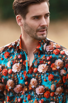CL2566 AQUA 3D FLOWERS - Claudio Lugli Shirts
