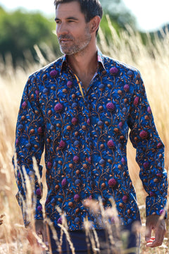 CL2568 BLUE FLOWERS - Claudio Lugli Shirts