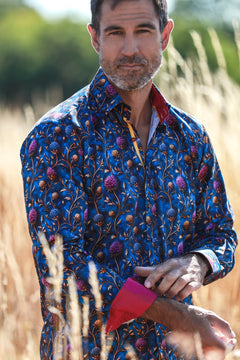 CL2568 BLUE FLOWERS - Claudio Lugli Shirts