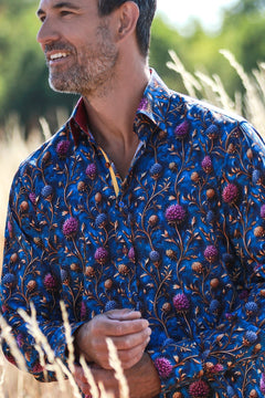 CL2568 BLUE FLOWERS - Claudio Lugli Shirts