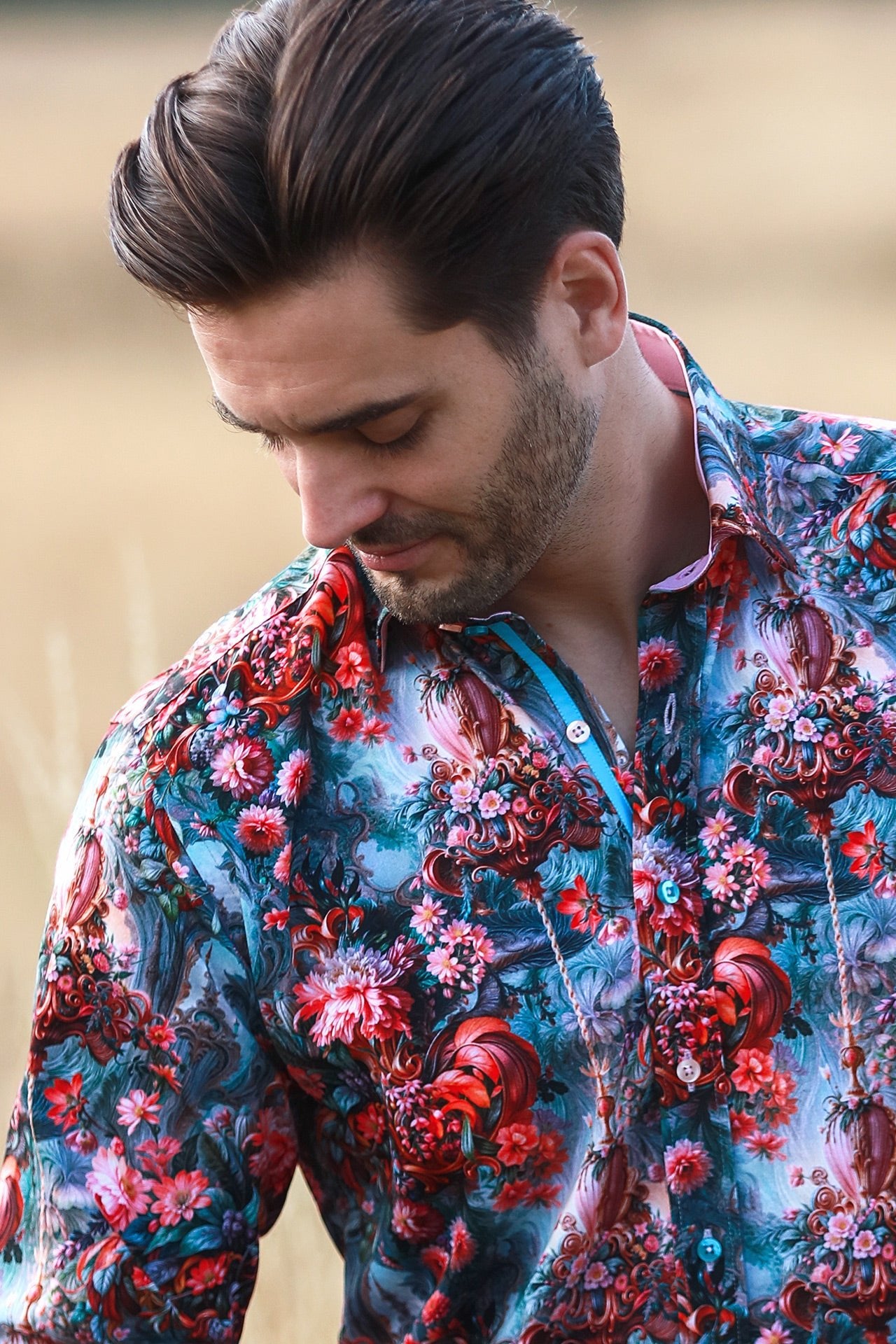 CL2571 GREEN VICTORIAN FLOWER - Claudio Lugli Shirts