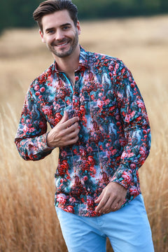 CL2571 GREEN VICTORIAN FLOWER - Claudio Lugli Shirts