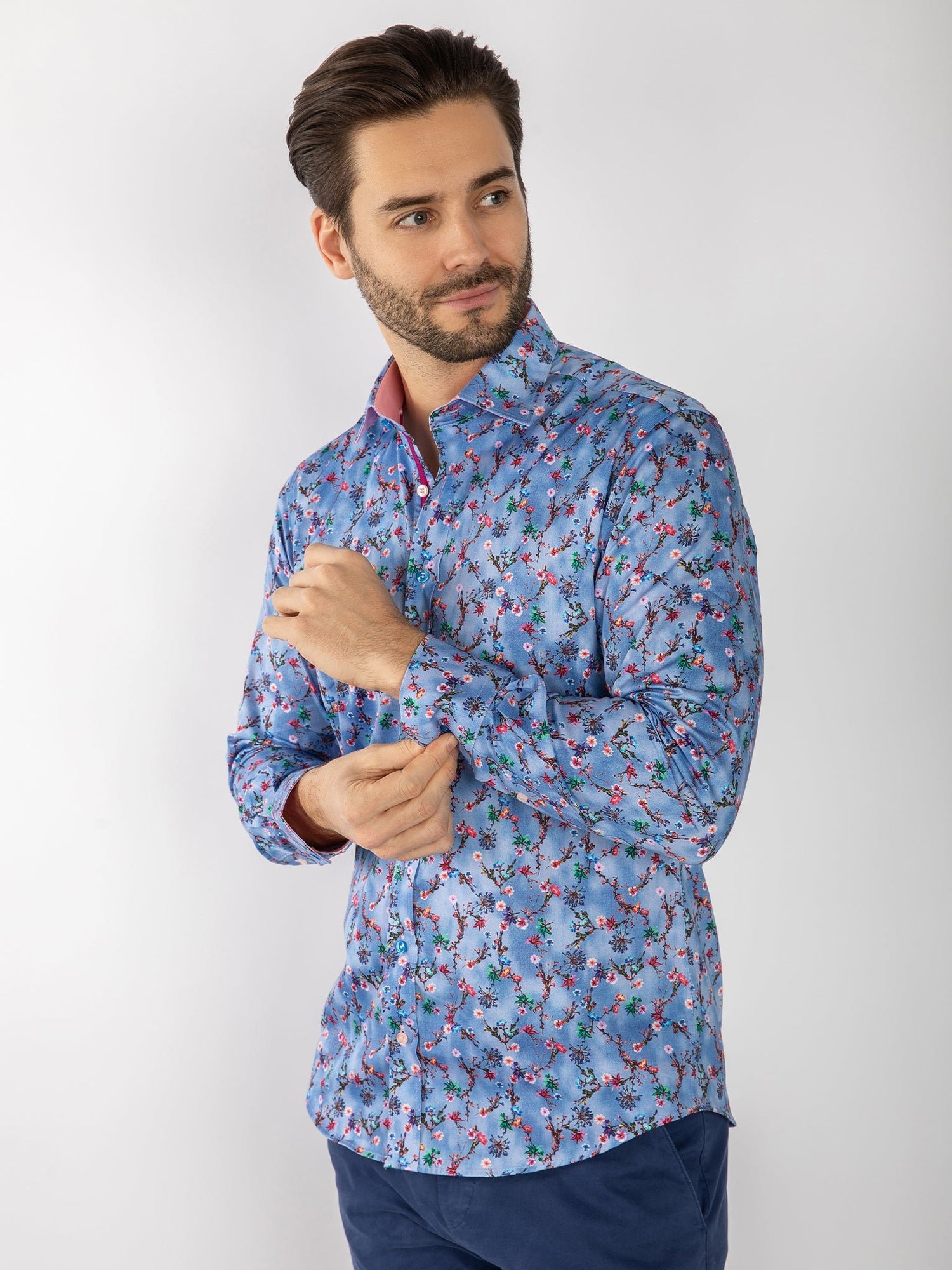 CL2578 BLUE TIE DYE FLOWERS - Claudio Lugli Shirts