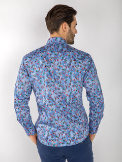CL2578 BLUE TIE DYE FLOWERS - Claudio Lugli Shirts