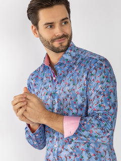 CL2578 BLUE TIE DYE FLOWERS - Claudio Lugli Shirts