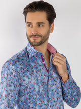 CL2578 BLUE TIE DYE FLOWERS - Claudio Lugli Shirts