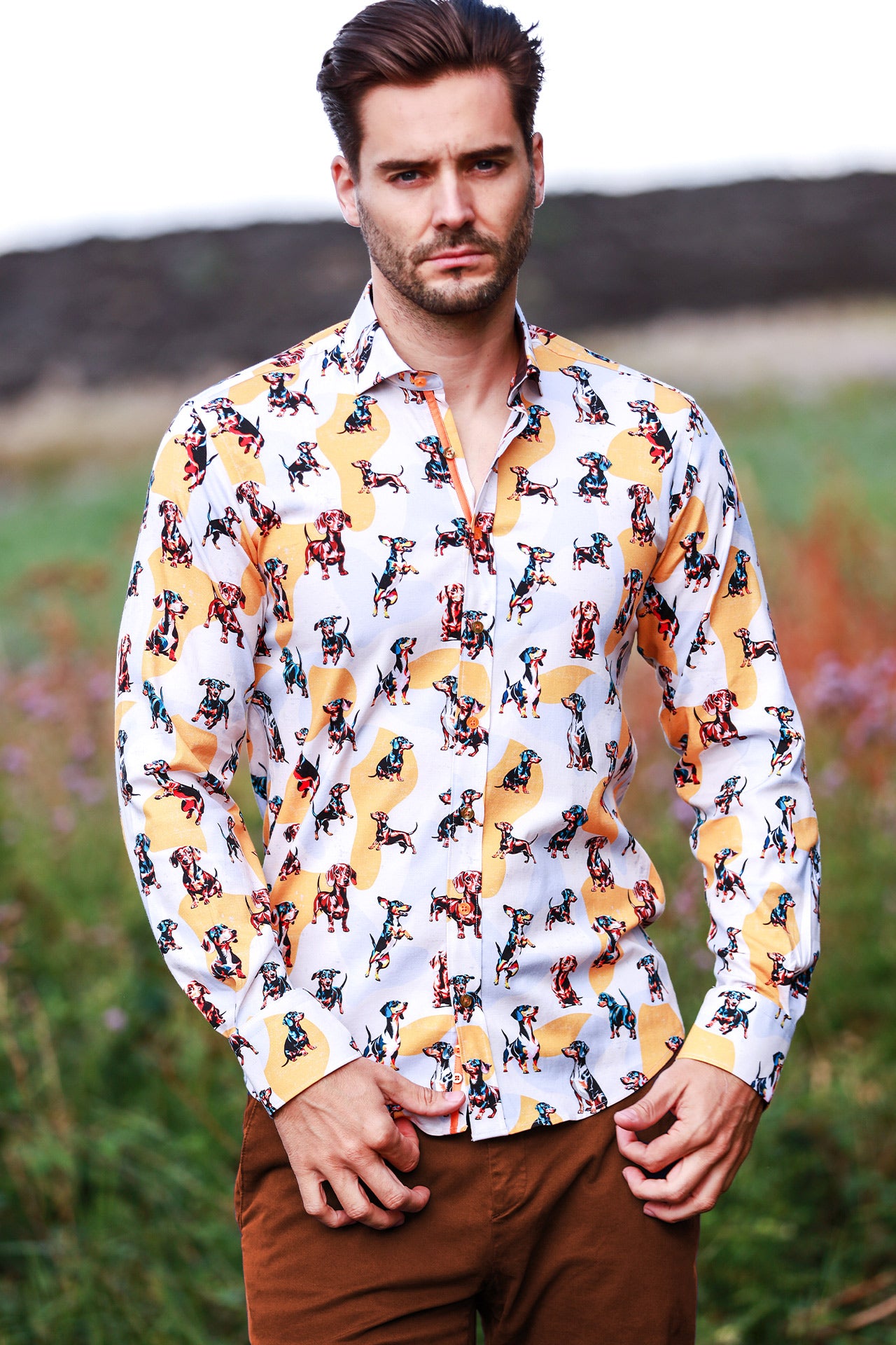 BEIGE TENCEL SAUSAGE DOG CL2596