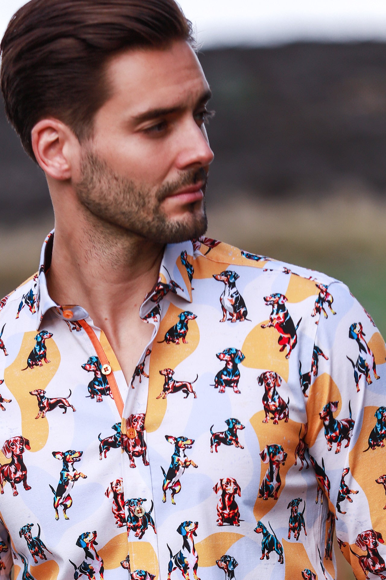 BEIGE TENCEL SAUSAGE DOG CL2596