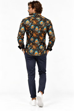 CL2694 Multi Peacocks Feathers - Claudio Lugli Shirts