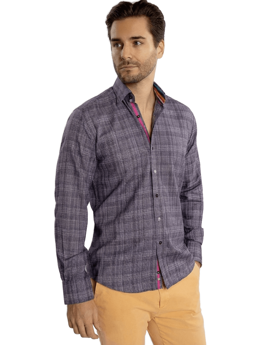 Classic Brush Cotton Shirt with Multicoloured Stripe Insert - Claudio Lugli Shirts