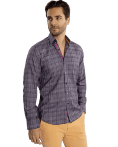 Classic Brush Cotton Shirt with Multicoloured Stripe Insert - Claudio Lugli Shirts