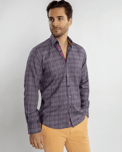 Classic Brush Cotton Shirt with Multicoloured Stripe Insert - Claudio Lugli Shirts