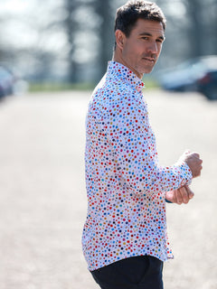 CLASSIC POLKA DOT MEN'S LONG SLEEVE SATIN COTTON SHIRT - Claudio Lugli Shirts