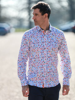 CLASSIC POLKA DOT MEN'S LONG SLEEVE SATIN COTTON SHIRT - Claudio Lugli Shirts
