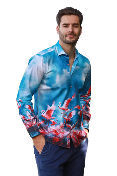 Claudio Lugli Sky Flamingo Placement Print Shirt - Claudio Lugli Shirts