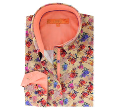 Claudio Lugli Womens Beige Floral Bird Print Satin Cotton Shirt Size 10 *RARE* - Claudio Lugli Shirts